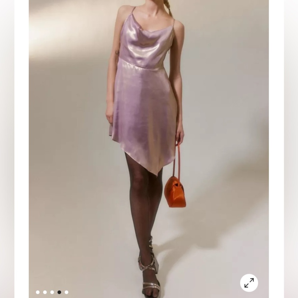 Urban Outfitters Mallory Asymmetrical Metallic Mini Dress Purple New Without Tag